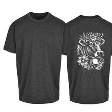 Lade das Bild in den Galerie-Viewer, Oversize T-Shirt mit Kuh, Grau, Rücken gross
