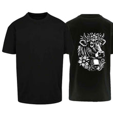 Lade das Bild in den Galerie-Viewer, Oversize T-Shirt mit Kuh, Schwarz, Rücken gross