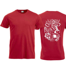 Lade das Bild in den Galerie-Viewer, T-Shirt Alpen Kuh mit Blumen, Rot, Rücken gross