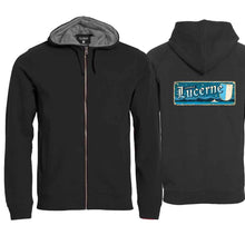Lade das Bild in den Galerie-Viewer, Kapuzenjacke Schwarz, Lucerne (Englisch) Wappen / Schild