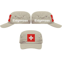 Lade das Bild in den Galerie-Viewer, Militär Cap Khaki mit Schweizerkreuz, Text Eidgenoss