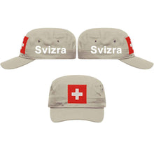Lade das Bild in den Galerie-Viewer, Militär Cap Khaki mit Schweizerkreuz, Text Svizra