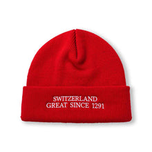 Load image into Gallery viewer, Rote Strickmütze «Switzerland Great Since 1291», gestickt