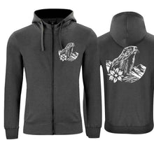 Lade das Bild in den Galerie-Viewer, Kapuzenjacke mit Alpen-Murmeltier, Anthrazit, Brust klein & Rücken gross