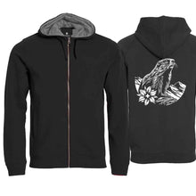 Lade das Bild in den Galerie-Viewer, Kapuzenjacke mit Alpen-Murmeltier, Schwarz, Rücken gross