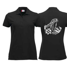 Lade das Bild in den Galerie-Viewer, Polo Damen mit Murmeltier, Schwarz, Rücken gross