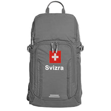 Lade das Bild in den Galerie-Viewer, Outdoor Tages Rucksack in Grau mit Schweizerkreuz und Text Svizera