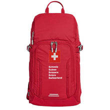 Lade das Bild in den Galerie-Viewer, Outdoor Tages Rucksack in Rot mit Schweizerkreuz und Schweizer Pass Deisgn