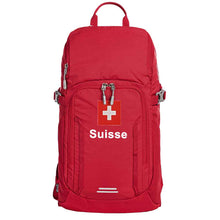 Lade das Bild in den Galerie-Viewer, Outdoor Tages Rucksack in Rot mit Schweizerkreuz und Text Suisse