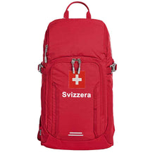 Lade das Bild in den Galerie-Viewer, Outdoor Tages Rucksack in Rot mit Schweizerkreuz und Text Svizzera