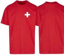 Lade das Bild in den Galerie-Viewer, Oversize t-Shirt 2.0 Rot mit Schweizerkreuz klein