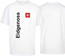 Lade das Bild in den Galerie-Viewer, Oversize T-Shirts Weiss mit Schweizerkreuz und Text Eidgenoss