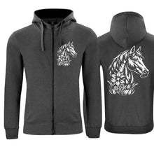 Charger l'image dans la galerie, Kapuzenjacke mit Pferd, Anthrazit, Brust gross & Rücken