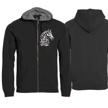 Lade das Bild in den Galerie-Viewer, Kapuzenjacke mit Pferd, Schwarz, Brust