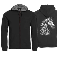 Lade das Bild in den Galerie-Viewer, Kapuzenjacke mit Pferd, Schwarz, Rücken