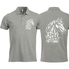 Lade das Bild in den Galerie-Viewer, Polo mit Pferd, Grau, Brust gross & Rücken