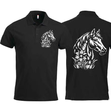 Lade das Bild in den Galerie-Viewer, Polo mit Pferd, Schwarz, Brust gross & Rücken