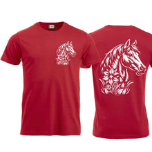 Lade das Bild in den Galerie-Viewer, T-Shirt Pferd im Swissnesslook, rot, Brust gross, Rücken