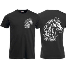 Lade das Bild in den Galerie-Viewer, T-Shirt Pferd im Swissnesslook, schwarz, Brust gross, Rücken