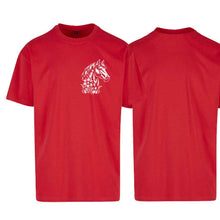 Lade das Bild in den Galerie-Viewer, Oversize T-Shirt mit Pferd, Rot, Brust