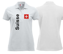 Lade das Bild in den Galerie-Viewer, Polo Damen White Edition mit Schweizerkreuz und Text Suisse
