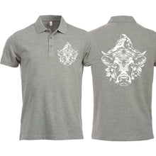 Lade das Bild in den Galerie-Viewer, Polo Graumeliert Unisex mit Schweizer Kuh vor dem Matterhorn