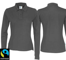 Lade das Bild in den Galerie-Viewer, Langarm Polo Damen Grau, Fairtrade