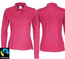 Lade das Bild in den Galerie-Viewer, Langarm Polo Damen Kirsche, Fairtrade