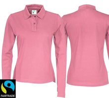 Lade das Bild in den Galerie-Viewer, Langarm Polo Damen Pink, Fairtrade