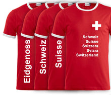 Load image into Gallery viewer, Bicolor T-Shirt Rot mit Schweizerkreuz
