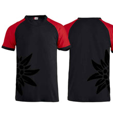 Load image into Gallery viewer, Raglan T-Shirt Edelweiss, Black Edition, Edelweiss side