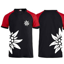 Load image into Gallery viewer, Edelweiss raglan T-shirt, black, Edelweiss chest & side