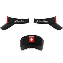 Lade das Bild in den Galerie-Viewer, Schirmmütze / Cap Schwarz mit Schweizerkreuz, Text Landjäger