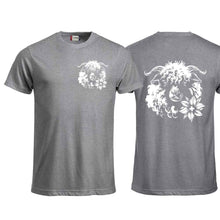 Lade das Bild in den Galerie-Viewer, T-Shirt Walliser Schwarznasenschaf, Graumeliert, Brust klein & Rücken gross