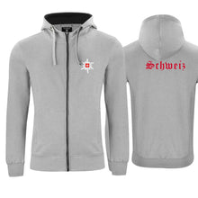 Load image into Gallery viewer, Kapuzenjacke Grau, Schweiz mit Edelweiss