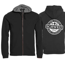 Load image into Gallery viewer, Kapuzenjacke Schwarz, Stempel Schweiz 1291