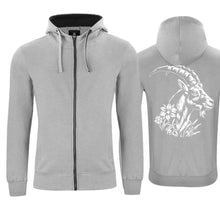 Lade das Bild in den Galerie-Viewer, Kapuzenjacke Steinbock Unisex, Graumeliert, Rücken