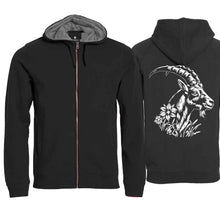 Lade das Bild in den Galerie-Viewer, Kapuzenjacke Steinbock Unisex, Schwarz, Rücken