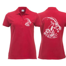 Lade das Bild in den Galerie-Viewer, Polo Damen Steinbock Rot, Brust und Rücken