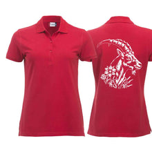 Lade das Bild in den Galerie-Viewer, Polo Damen Steinbock Rot, Rücken