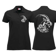 Lade das Bild in den Galerie-Viewer, Polo Damen Steinbock Schwarz, Brust und Rücken