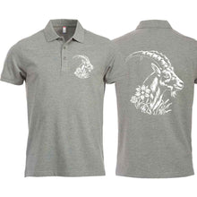 Lade das Bild in den Galerie-Viewer, Polo Steinbock Grau, Brust und Rücken