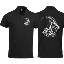 Lade das Bild in den Galerie-Viewer, Polo Steinbock Schwarz, Brust und Rücken