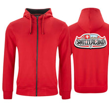 Lade das Bild in den Galerie-Viewer, Kapuzenjacke Rot, Switzerland Schild