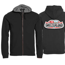 Lade das Bild in den Galerie-Viewer, Kapuzenjacke Schwarz, Switzerland Schild