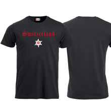 Lade das Bild in den Galerie-Viewer, T-Shirt Schwarz Switzerland mit Edelweiss