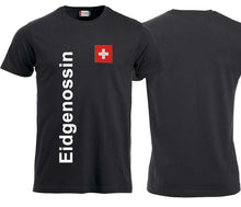 Lade das Bild in den Galerie-Viewer, T-Shirt Unisex Schwarz mit Schweizerkreuz und Text Eidgenossin