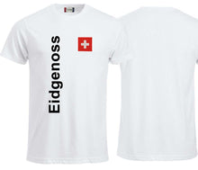 Lade das Bild in den Galerie-Viewer, T-Shirt Weiss mit Schweizerkreuz und Text Eidgenoss