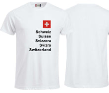 Lade das Bild in den Galerie-Viewer, T-Shirt Weiss mit Schweizerkreuz und Text Schweizer Pass