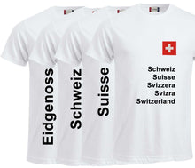 Lade das Bild in den Galerie-Viewer, T-Shirt Weiss mit Schweizerkreuz und Text